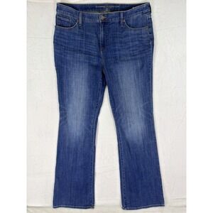 Chicos Jeans Womens 14 Tall Blue Mid Rise So Slimming Girlfriend Flare Stretch